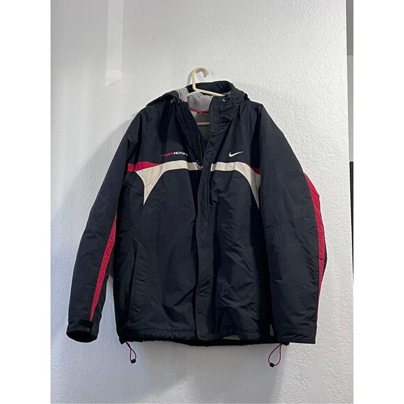 90's Vintage Nike Swoosh Mens Winter Jacket Coat Blue Hooded XL PUFFY puffer